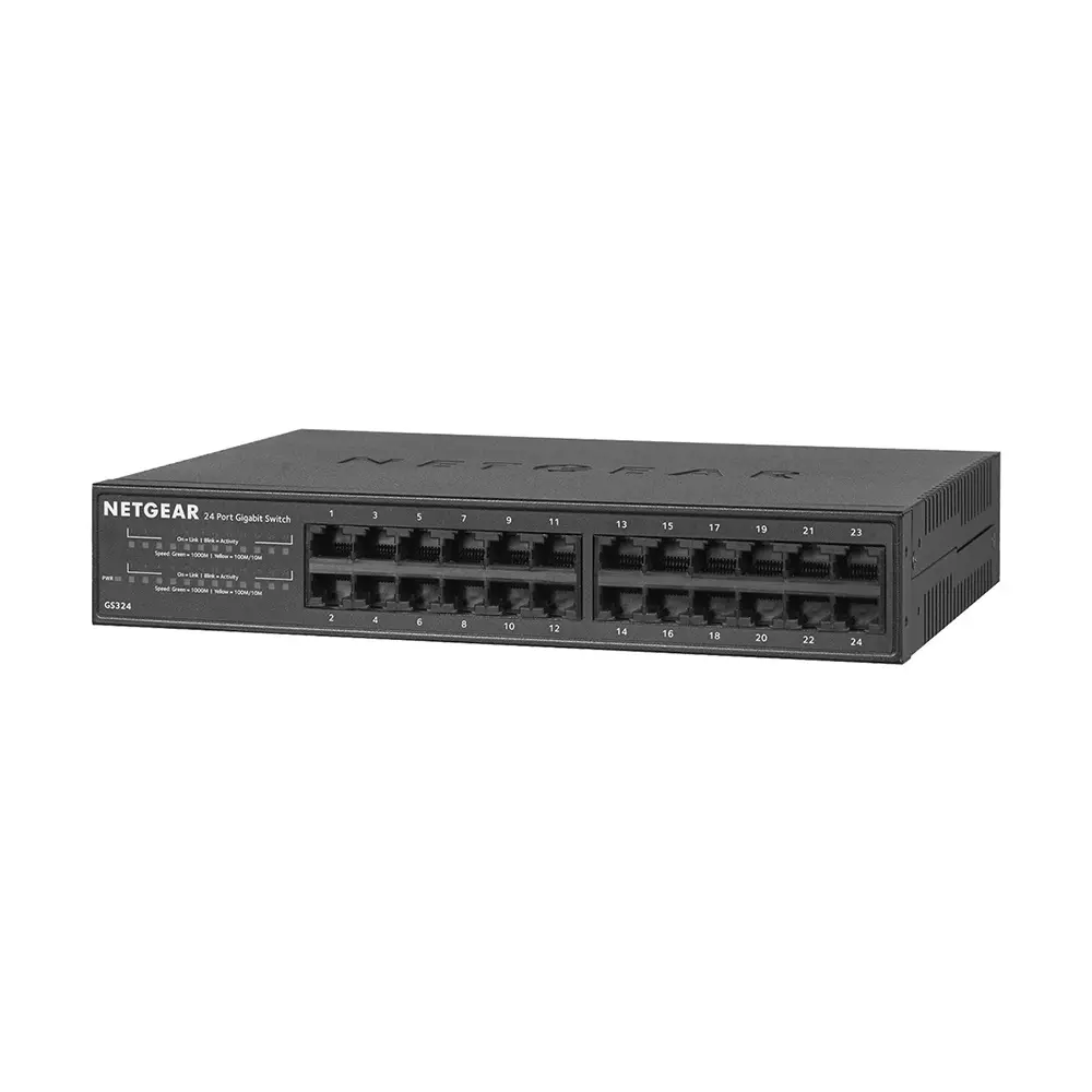Netgear GS324T 26 Port (24 Port Gigabit & 2 SFP Port) Managed rackmount Smart Switch – View 1