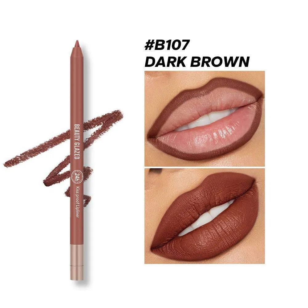 Beauty Glazed 107 Waterproof 24-Hour Wear & Long Lasting Lip Liner dark brown – View 1