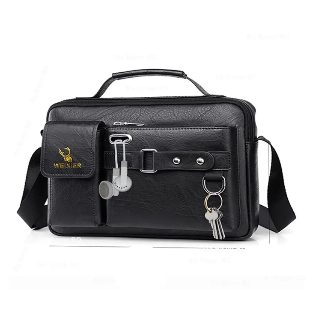 Men's China Artificial Leather Shoulder Office Bag – Color: Black – View 1