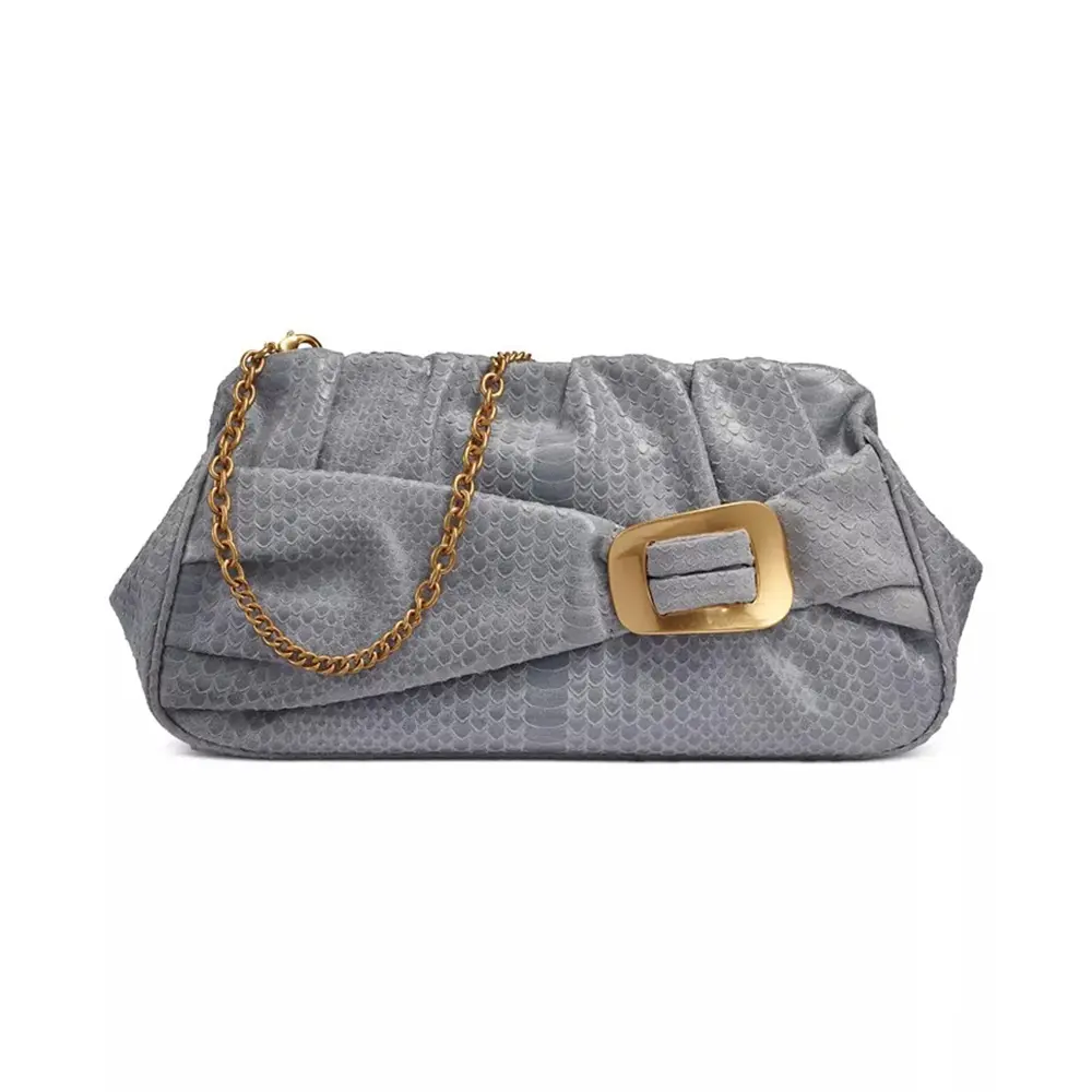 Faux Leather Lavie Women Sleek Wink Frame Clutche – Color: Gray – View 1