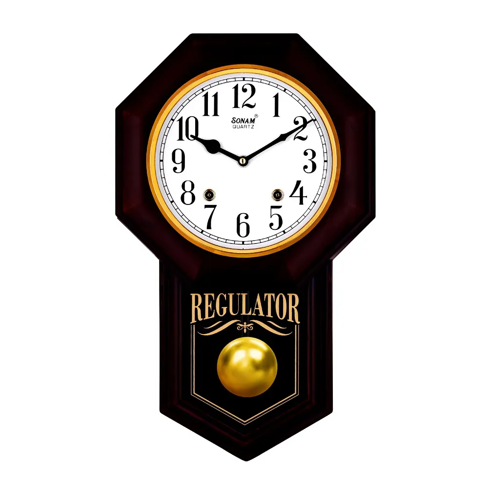 Sonam 5157 SST Pendulum Musical Analog Wall Clock – Color: Cherry – View 1