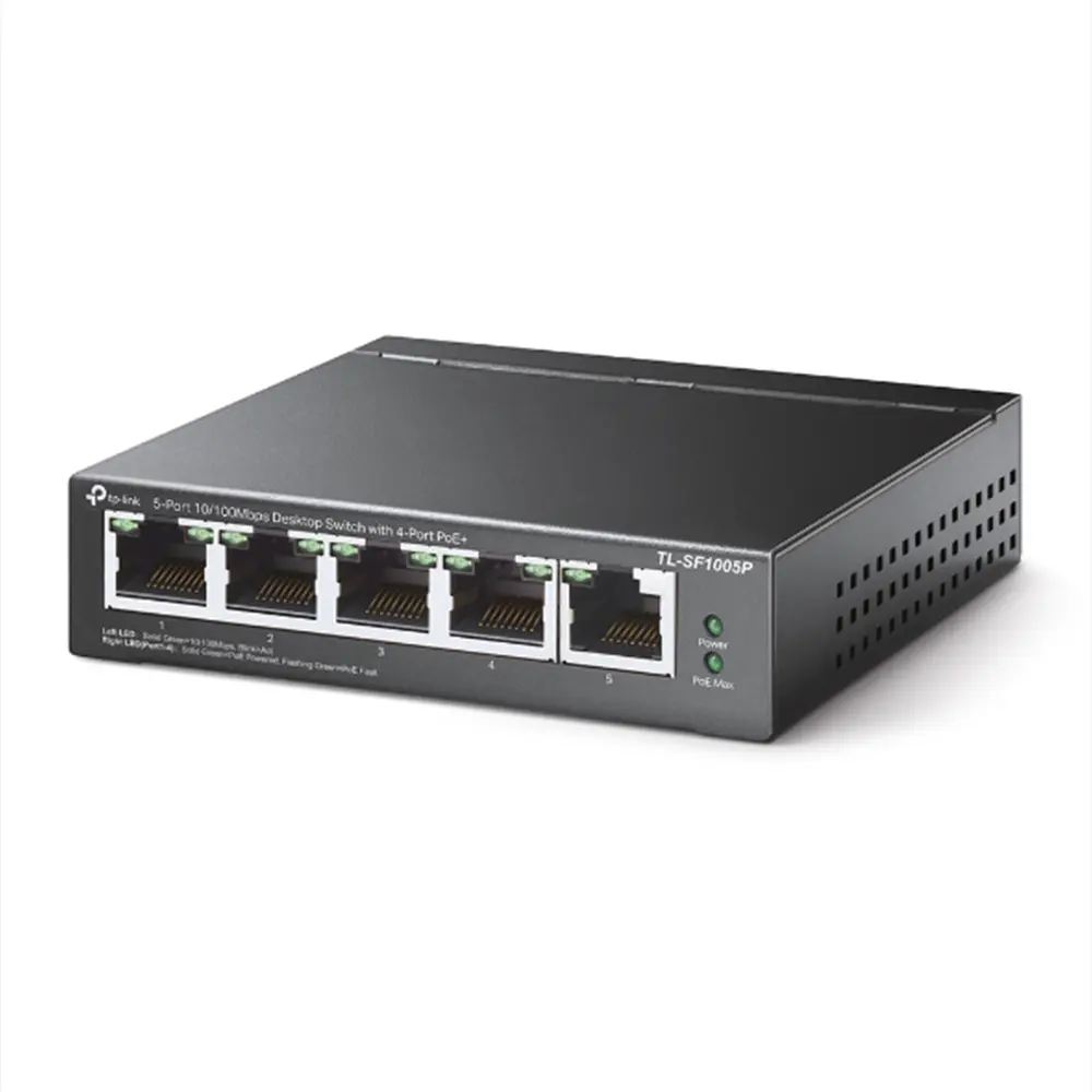 TP-Link TL-SF1005P 5-Port 10/100Mbps Network Switch with 4-Port POE – View 1