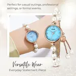 Skmei 1983 Bracelet Diamond Small Fashion Thin Waterproof Analog Watch – Dial Color: Blue, Strap Color: White – Thumbnail 3