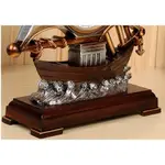 Vintage Deco Table Clock Rustic Living Room Desk Clock Ancient ship – Color: Brown – Thumbnail 3
