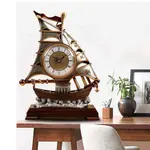Vintage Deco Table Clock Rustic Living Room Desk Clock Ancient ship – Color: Brown – Thumbnail 2