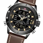 NAVIFORCE 9153-L Genuine Leather Strap Stylish Men's Watch – Dial Color: Black, Strap Color:  Brown  – Thumbnail 2