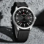 Naviforce NF9248T Waterproof Comfortable Silicone Strap Quartz Sports Men's Watch – Dial Color: Silver, Strap Color: Black – Thumbnail 2