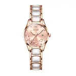 Olevs 3605 Luxury Quartz Rhinestone Ceramics Strap Wristwatch – Dial Color: Pink, Strap Color: White – Thumbnail 1