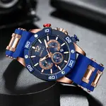 CRRJU 2292 Ultimate Comfort Silicone Strap Timeless Elegance Quartz Sport Men's Watch – Dial Color: Blue, Strap Color: Rose Gold – Thumbnail 2