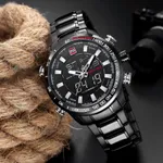 NAVIFORCE NF9093 Luxurious Stainless Steel Dual Time Men's Watch – Dial Color: Black, Strap Color: Black – Thumbnail 5