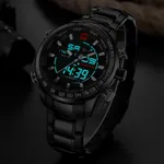 NAVIFORCE NF9093 Luxurious Stainless Steel Dual Time Men's Watch – Dial Color: Black, Strap Color: Black – Thumbnail 6