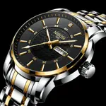 Nibosi 2381 Luxury Stainless Steel Analog Men's Watch – Dial Color: Black, Strap Color: Silver – Thumbnail 2
