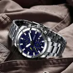 CRRJU 2296 High Quality Stainless Steel Multifunctional Analog Quartz Classic Men's Watch – Dial Color: Yellow, Strap Color: Silver – Thumbnail 2