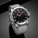Naviforce NF9153 Mesh Stainless Steel Dual Display Multifunctional Sports Men's Watch – Dial Color: Black, Strap Color: Silver – Thumbnail 3