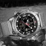 Naviforce NF9153 Mesh Stainless Steel Dual Display Multifunctional Sports Men's Watch – Dial Color: Black, Strap Color: Silver – Thumbnail 4