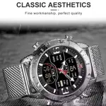 Naviforce NF9153 Mesh Stainless Steel Dual Display Multifunctional Sports Men's Watch – Dial Color: Black, Strap Color: Silver – Thumbnail 5