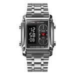 SKMEI 1868 Multiple Time Digital Analog Men's Watch – Dial Color: Silver, Strap Color: Silver – Thumbnail 1