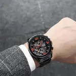 Nibosi 2336 Luxury Stainless Steel Strap Casual Men's Watch – Dial Color: Black, Strap Color: Black – Thumbnail 4