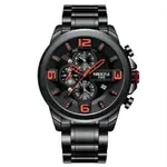 Nibosi 2336 Luxury Stainless Steel Strap Casual Men's Watch – Dial Color: Black, Strap Color: Black – Thumbnail 1