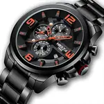 Nibosi 2336 Luxury Stainless Steel Strap Casual Men's Watch – Dial Color: Black, Strap Color: Black – Thumbnail 2