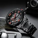 Nibosi 2336 Luxury Stainless Steel Strap Casual Men's Watch – Dial Color: Black, Strap Color: Black – Thumbnail 3