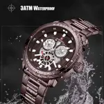 Naviforce NF9158 Luxury Stainless Steel Multifunctional Quartz Men's Watch – Dial Color: Brown, Strap Color:  Brown  – Thumbnail 4