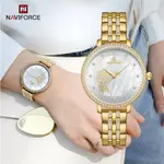 Naviforce NF5017 Quartz Stainless Steel Women’s Watch – Dial Color: Silver, Strap Color: Gold  – Thumbnail 3