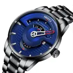 Nibosi 2509 High Quality Stainless Steel Fashion Men's Watch – Dial Color: Blue, Strap Color: Black – Thumbnail 2