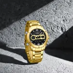 Naviforce 9232 Luxury Stainless Steel Strap Analog Digital Sports Men's Watch – Dial Color: Gold, Strap Color: Gold  – Thumbnail 2
