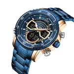 NAVIFORCE NF9189 Stainless Steel Dual Time Wrist Men's Watch – Dial Color: Blue, Strap Color: Blue – Thumbnail 2