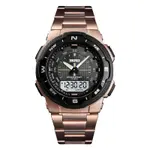 SKMEI 1370 Dual Time Premium Stainless Steel Sporty Men's Watch – Dial Color: Black, Strap Color: Rose – Thumbnail 1