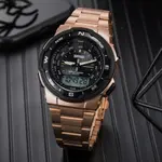 SKMEI 1370 Dual Time Premium Stainless Steel Sporty Men's Watch – Dial Color: Black, Strap Color: Rose – Thumbnail 2