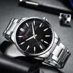  Curren 8366 Authentic Stainless Steel Analog Men's Watch  – Dial Color: Black Gold, Strap Color: Silver – Thumbnail 2