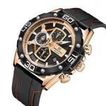 NAVIFORCE NF8018 Leather Casual Multi-function Chronograph Men's Watch – Dial Color: Rose, Strap Color: Black – Thumbnail 2