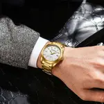CRRJU 5006 Classic Stainless Steel Multifunctional Analog Quartz Fashion Men's Watch – Dial Color: White, Strap Color: Gold – Thumbnail 2