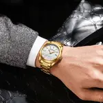 CRRJU 5006 Classic Stainless Steel Multifunctional Analog Quartz Fashion Men's Watch – Dial Color: White, Strap Color: Gold – Thumbnail 3