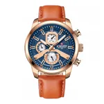 NaviForce NF9211L Chronograph Leather Strap Luminous Men's Watch – Dial Color: Rose, Strap Color: Orange – Thumbnail 1