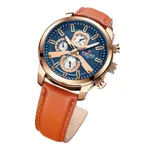 NaviForce NF9211L Chronograph Leather Strap Luminous Men's Watch – Dial Color: Rose, Strap Color: Orange – Thumbnail 3
