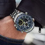 Naviforce NF9182 Luxurious Strainless Steel Chronograph Men's Watch – Dial Color: Blue, Strap Color: Silver – Thumbnail 3