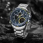 Naviforce NF9182 Luxurious Strainless Steel Chronograph Men's Watch – Dial Color: Blue, Strap Color: Silver – Thumbnail 4