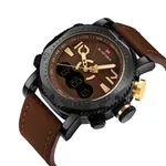 NAVIFORCE 9094 Fashion Quartz Digital Dual Display Sports Men's Watch – Dial Color: Brown, Strap Color:  Brown  – Thumbnail 2