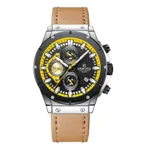 Naviforce 8027 Novicius Chronograph Edition Men's Watch – Dial Color: Yellow, Strap Color:  Brown  – Thumbnail 1