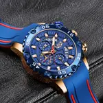 LIGE 10027 Premium PU Leather Analog Sporty Men's Watch – Dial Color: Blue, Strap Color: Blue – Thumbnail 3