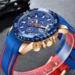 LIGE 10027 Premium PU Leather Analog Sporty Men's Watch – Dial Color: Blue, Strap Color: Blue – Thumbnail 4
