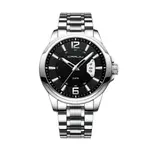 CRRJU 2191 High Quality Stainless Steel Analog Quartz Men's Watch – Dial Color: Black, Strap Color: Silver – Thumbnail 1