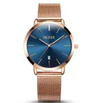 OLEVS 5869 Milanese Mesh Strap Waterproof Versatile Ultra Thin Couple's Wristwatch – Dial Color: Blue, Strap Color: Rose Gold – Thumbnail 1