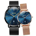OLEVS 5869 Milanese Mesh Strap Waterproof Versatile Ultra Thin Couple's Wristwatch – Dial Color: Blue, Strap Color: Rose Gold – Thumbnail 4
