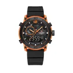 Naviforce 6104 Digital Analog Silicone Strap Waterproof Sporty Men's Watch – Dial Color: Orange, Strap Color: Black – Thumbnail 1