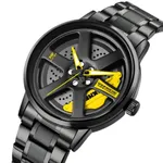 SKMEI 1787 Wheels Rolling Creative Men's Watch – Dial Color: Yellow, Strap Color: Black – Thumbnail 2