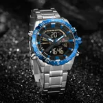 NAVIFORCE NF9136 Stainless Steel Dual Time Men's Watch – Dial Color: Blue, Strap Color: Silver – Thumbnail 3